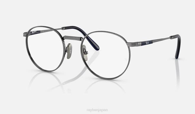 Ray-Ban ポリッシュガンメタル 男性 ラウンド II チタン光学 眼鏡 44RX2164