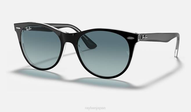 Ray-Ban 透明/ブルーにポリッシュブラック 男性 ウェイファーラー II クラシック サングラス 44RX554