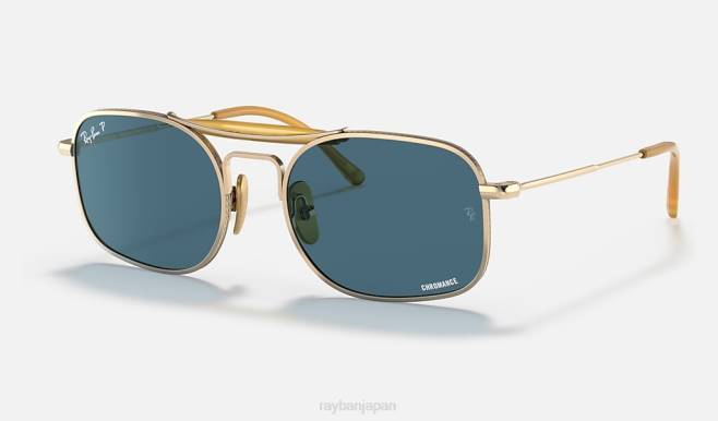 Ray-Ban ポリッシュゴールド/ブルー 男性 RB8062チタン サングラス 44RX1217
