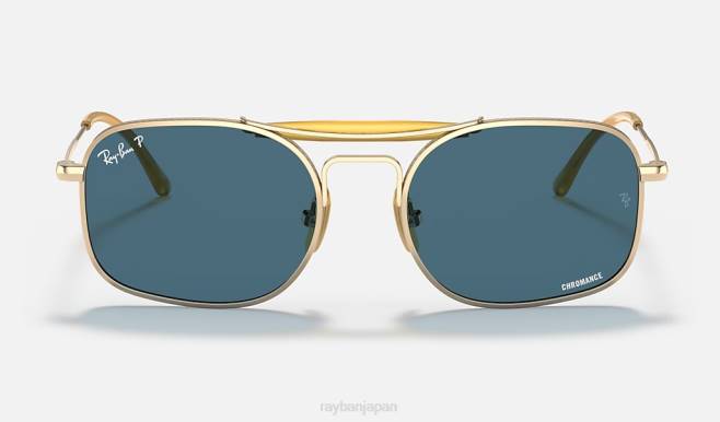 Ray-Ban ポリッシュゴールド/ブルー 男性 RB8062チタン サングラス 44RX1217