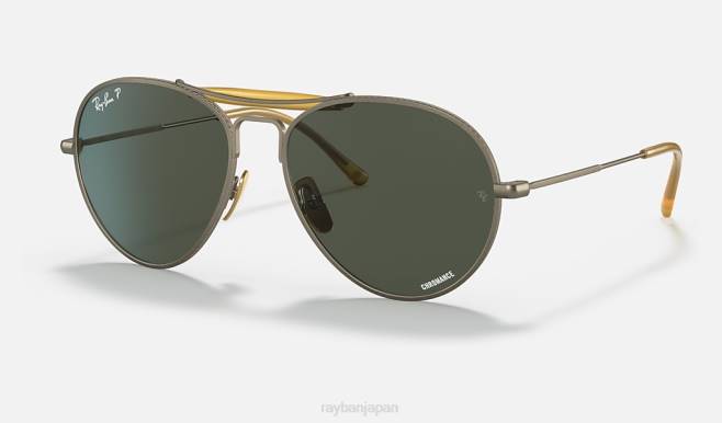Ray-Ban マットアンティークゴールド/ダークグリーン 男性 RB8063 チタン サングラス 44RX1215