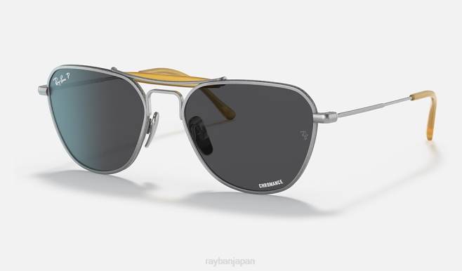 Ray-Ban ポリッシュシルバー/ダークグレー 男性 RB8064 チタン サングラス 44RX1222