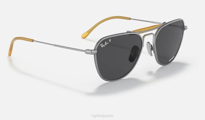 Ray-Ban ポリッシュシルバー/ダークグレー 男性 RB8064 チタン サングラス 44RX1222