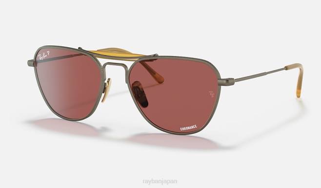 Ray-Ban マットアンティークゴールド/バイオレット 男性 RB8064 チタン サングラス 44RX1223