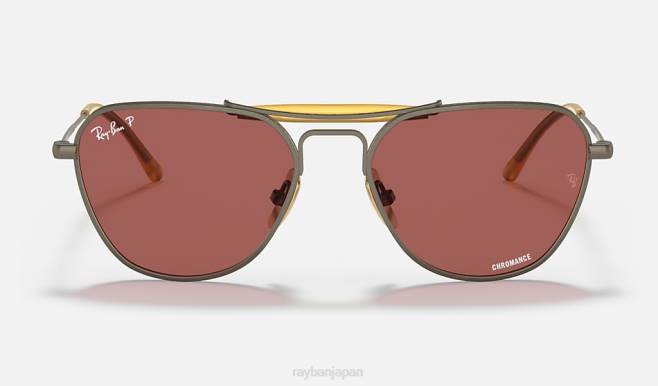 Ray-Ban マットアンティークゴールド/バイオレット 男性 RB8064 チタン サングラス 44RX1223