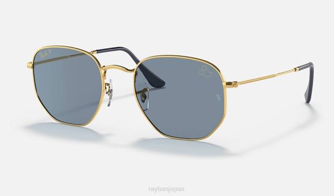 Ray-Ban ポリッシュゴールド/ブルー/シルバー 男性 六角ミッキー WDM50 サングラス 44RX1529