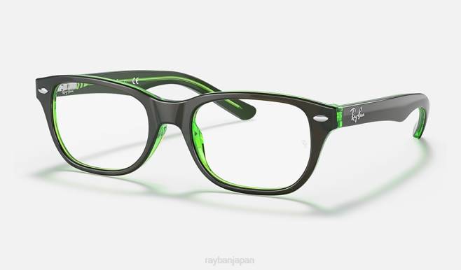 Ray-Ban グリーン蛍光色にポリッシュブラウン 子供たち rb1555光学系 眼鏡 44RX2797