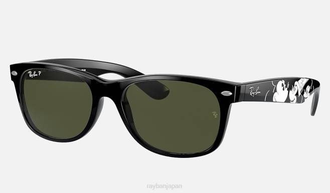 Ray-Ban ポリッシュブラック/グリーン 男性 rb2132 ニューウェイファーラーミッキー s20 サングラス 44RX943