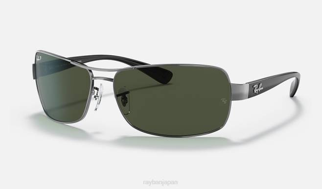 Ray-Ban ポリッシュガンメタル/グリーン 男性 rb3379 サングラス 44RX967