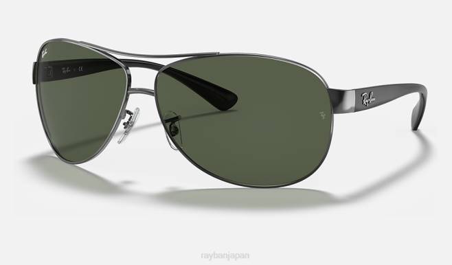 Ray-Ban ポリッシュガンメタル/グリーン 男性 rb3386 サングラス 44RX809