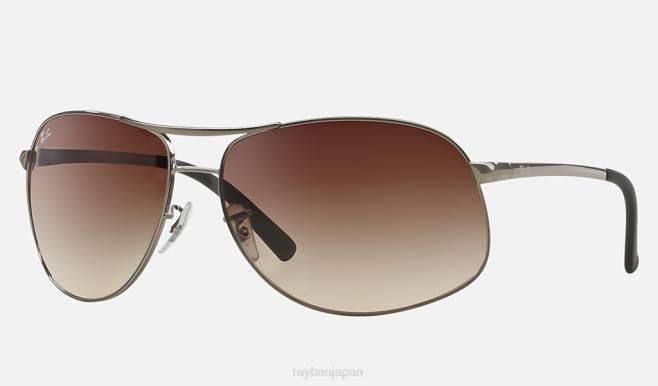 Ray-Ban ポリッシュガンメタル/ブラウン 男性 rb3387 サングラス 44RX1528