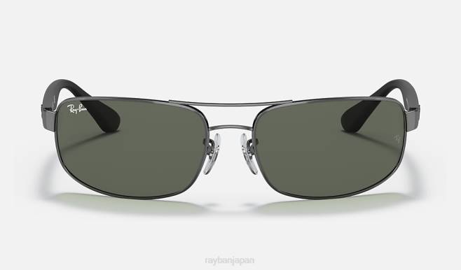 Ray-Ban ポリッシュガンメタル/グリーン 男性 rb3445 サングラス 44RX803