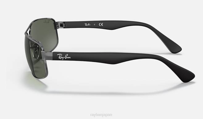 Ray-Ban ポリッシュガンメタル/グリーン 男性 rb3445 サングラス 44RX803