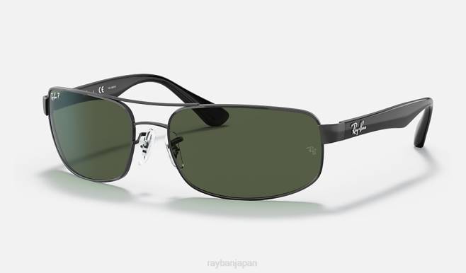 Ray-Ban ポリッシュブラック/グリーン 男性 rb3445 サングラス 44RX804