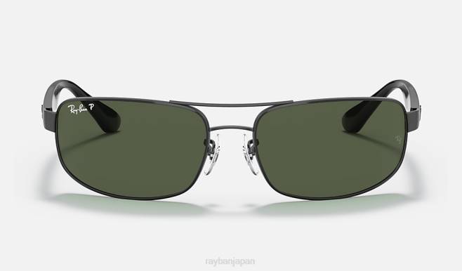 Ray-Ban ポリッシュブラック/グリーン 男性 rb3445 サングラス 44RX804