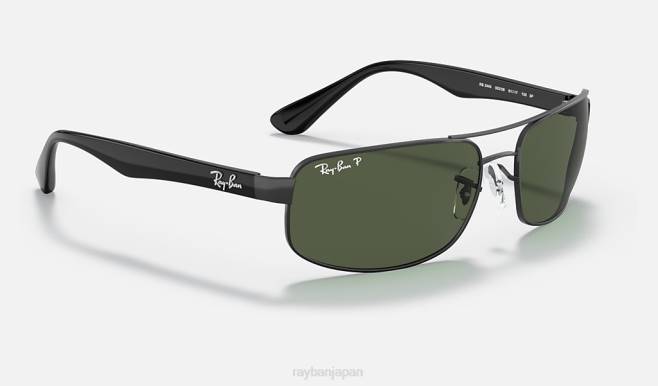 Ray-Ban ポリッシュブラック/グリーン 男性 rb3445 サングラス 44RX804