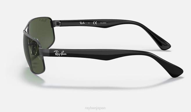 Ray-Ban ポリッシュブラック/グリーン 男性 rb3445 サングラス 44RX804