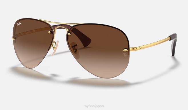Ray-Ban ポリッシュゴールド/ブラウン 男性 rb3449 サングラス 44RX681