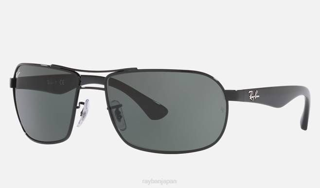 Ray-Ban ポリッシュブラック/グリーン 男性 rb3492 サングラス 44RX1382