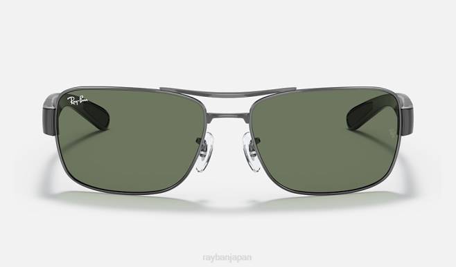 Ray-Ban ポリッシュガンメタル/グリーン 男性 rb3522 サングラス 44RX1054