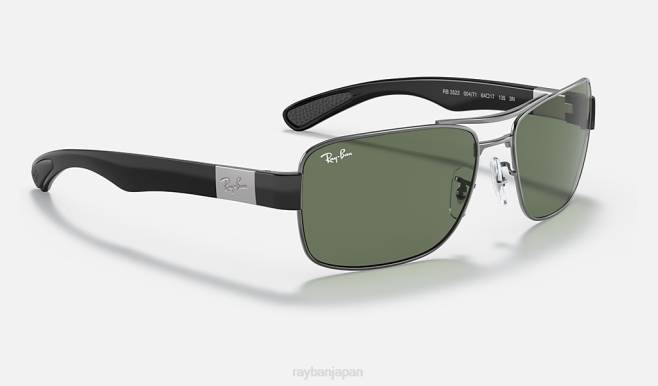 Ray-Ban ポリッシュガンメタル/グリーン 男性 rb3522 サングラス 44RX1054