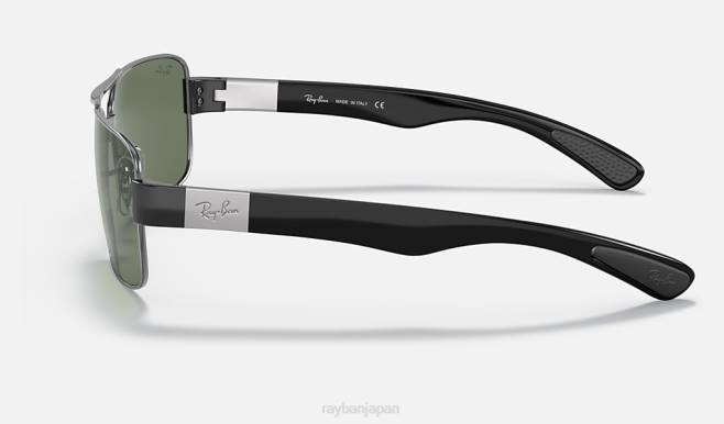 Ray-Ban ポリッシュガンメタル/グリーン 男性 rb3522 サングラス 44RX1054