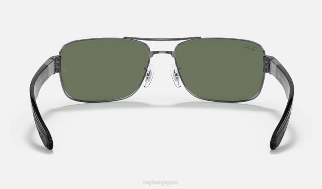 Ray-Ban ポリッシュガンメタル/グリーン 男性 rb3522 サングラス 44RX1054