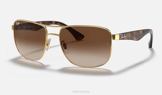 Ray-Ban ポリッシュゴールド/ブラウン 男性 rb3533 サングラス 44RX1040