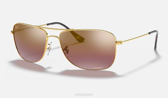 Ray-Ban ポリッシュゴールド/パープル 男性 rb3543 クロマンス サングラス 44RX775