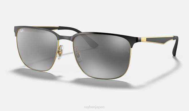 Ray-Ban ゴールド/グレーにポリッシュブラック 男性 rb3569 サングラス 44RX835
