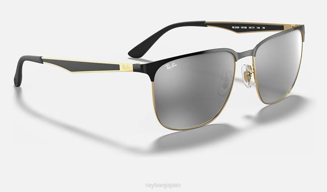 Ray-Ban ゴールド/グレーにポリッシュブラック 男性 rb3569 サングラス 44RX835