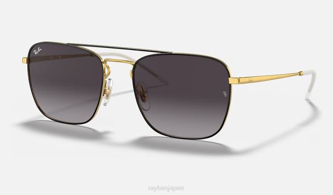 Ray-Ban ゴールド/グレーにポリッシュブラック 男性 rb3588 サングラス 44RX418