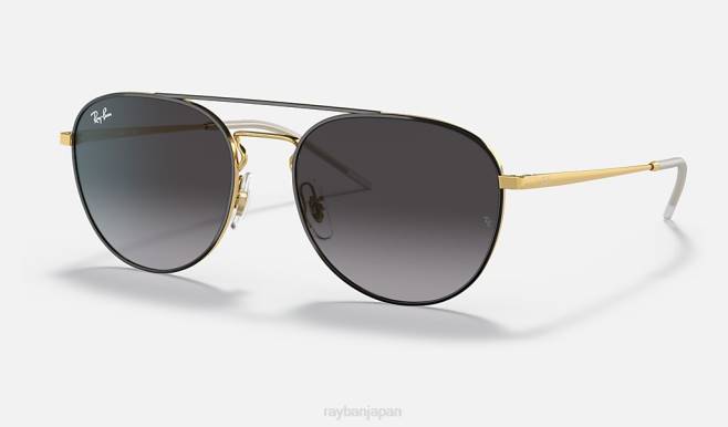 Ray-Ban ゴールド/グレーにポリッシュブラック 男性 rb3589 サングラス 44RX794