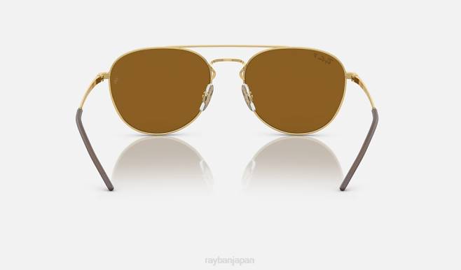 Ray-Ban ポリッシュゴールド/ブラウン 男性 rb3589 サングラス 44RX798