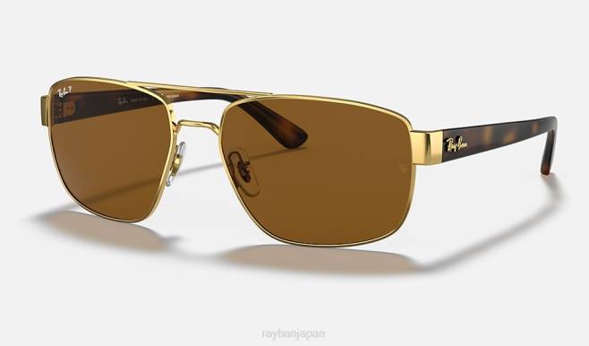 Ray-Ban ポリッシュゴールド/ブラウン 男性 rb3663 サングラス 44RX673