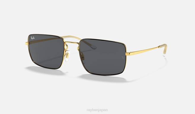 Ray-Ban ゴールド/グレーにポリッシュブラック 男性 rb3669 サングラス 44RX788