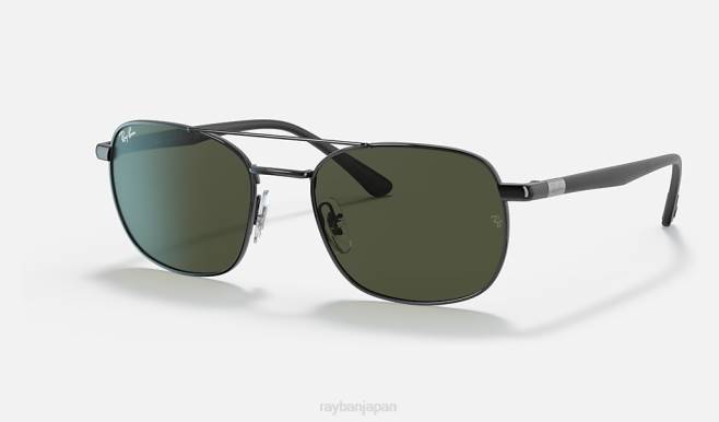 Ray-Ban ポリッシュブラック/グリーン 男性 rb3670 サングラス 44RX1115