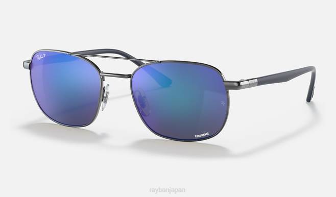 Ray-Ban ポリッシュガンメタル/グレー/ブルー 男性 rb3670ch クロマンス サングラス 44RX1183