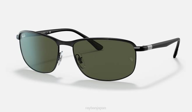 Ray-Ban ポリッシュブラック/グリーン 男性 rb3671 サングラス 44RX980
