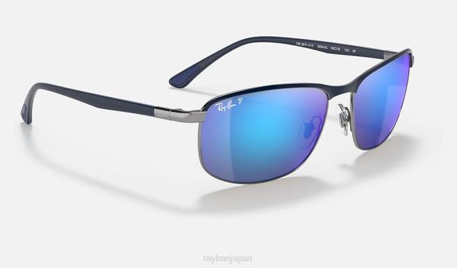 Ray-Ban ガンメタル/グレー/ブルーにマットブルー 男性 rb3671ch クロマンス サングラス 44RX1187