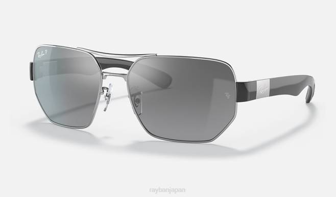 Ray-Ban ポリッシュシルバー/シルバー 男性 rb3672 サングラス 44RX1127