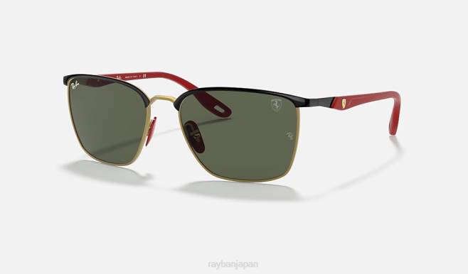 Ray-Ban ゴールド/グリーンにポリッシュブラック 男性 rb3673m スクーデリア フェラーリ コレクション サングラス 44RX914