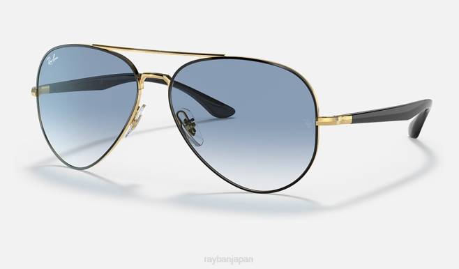 Ray-Ban ゴールド/ライトブルーにポリッシュブラック 男性 rb3675 サングラス 44RX1289