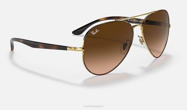 Ray-Ban ポリッシュゴールド/ピンク/ブラウン 男性 rb3675 サングラス 44RX1291