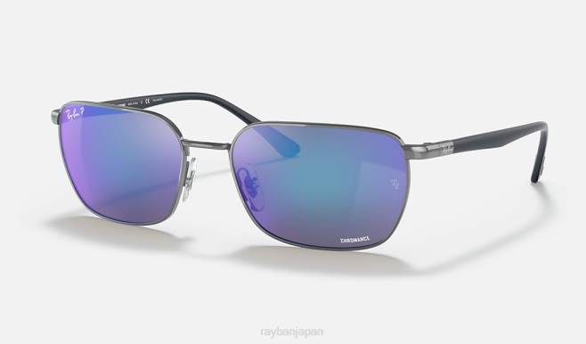 Ray-Ban ポリッシュガンメタル/グレー/ブルー 男性 rb3684ch クロマンス サングラス 44RX1320