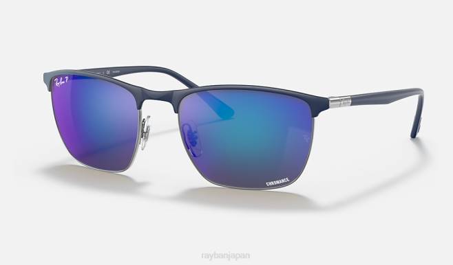 Ray-Ban ガンメタル/ブルーにポリッシュブルー 男性 rb3686 クロマンス サングラス 44RX1418