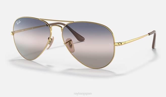 Ray-Ban ポリッシュゴールド/ピンク/ブルー 男性 rb3689 バイグラデーション サングラス 44RX1331
