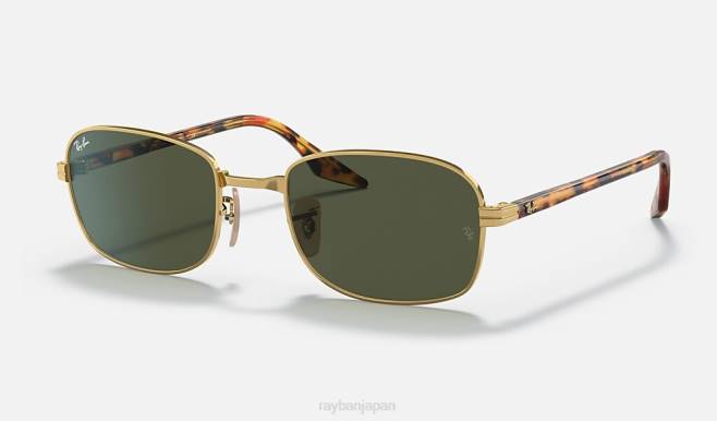 Ray-Ban ポリッシュゴールド/グリーン 男性 rb3690 サングラス 44RX1412