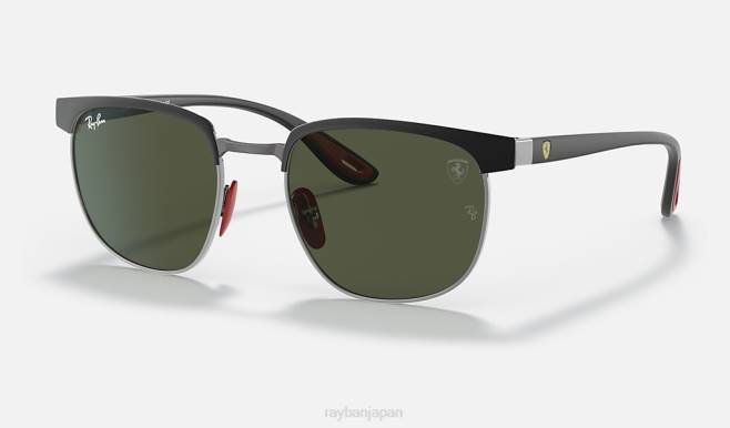 Ray-Ban ガンメタル/グリーンにマットブラック 男性 rb3698m スクーデリア フェラーリ コレクション サングラス 44RX1373