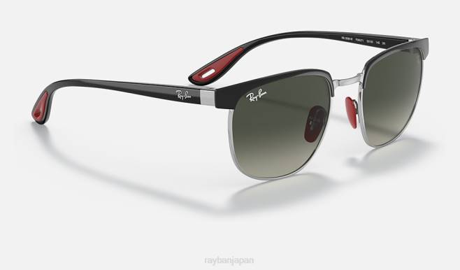 Ray-Ban シルバー/グレーにポリッシュブラック 男性 rb3698m スクーデリア フェラーリ コレクション サングラス 44RX1374